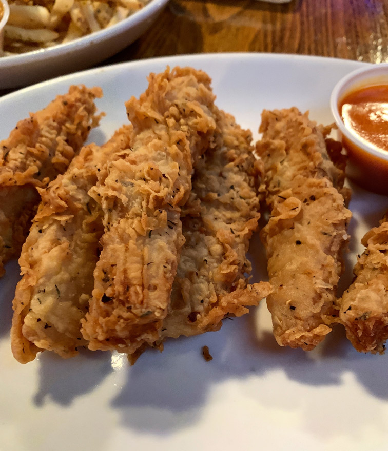 Vegan chicken fingers at Lucky's Taproom & Eatery