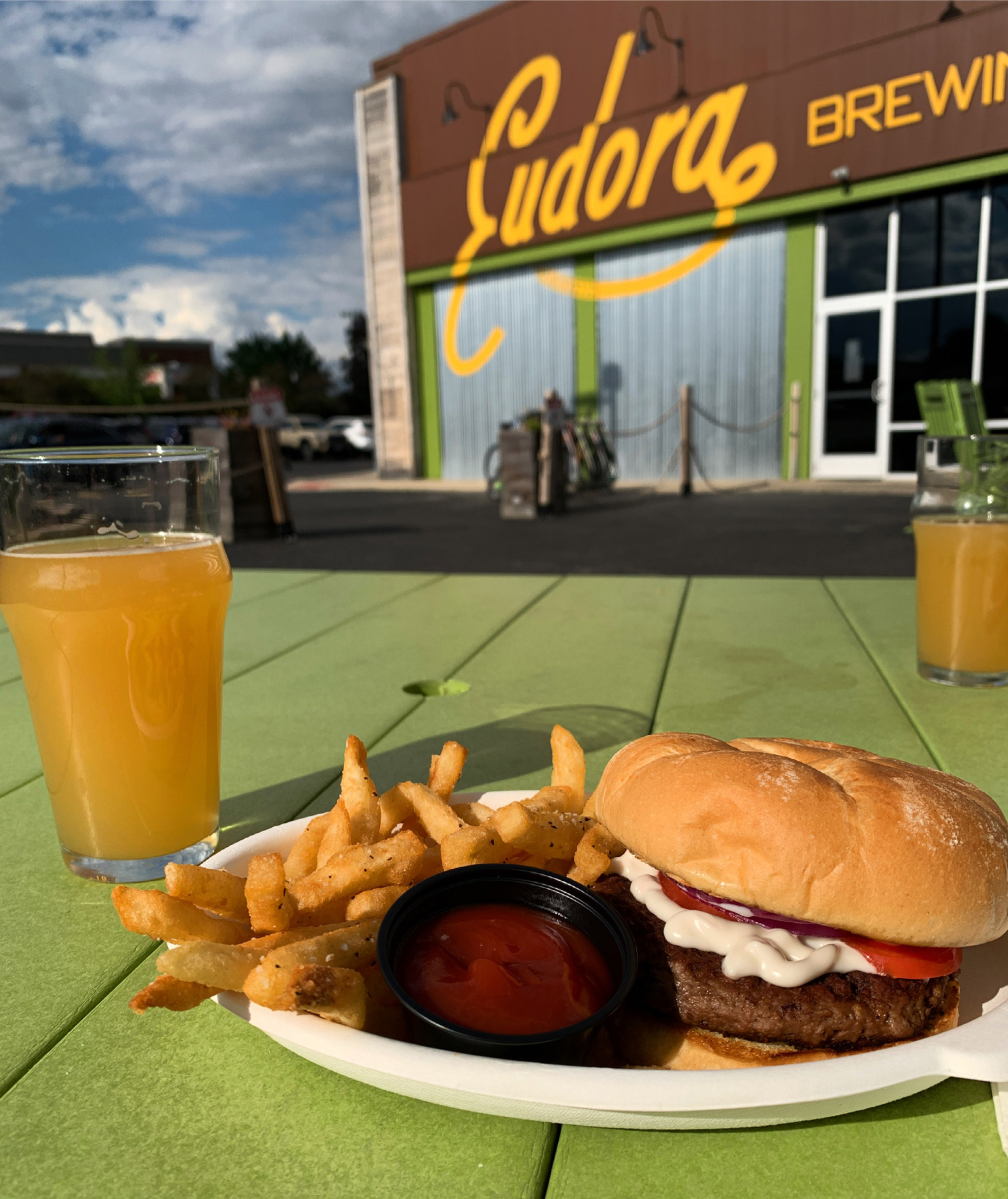 Impossible Burger & Fries at Eudora Brewing