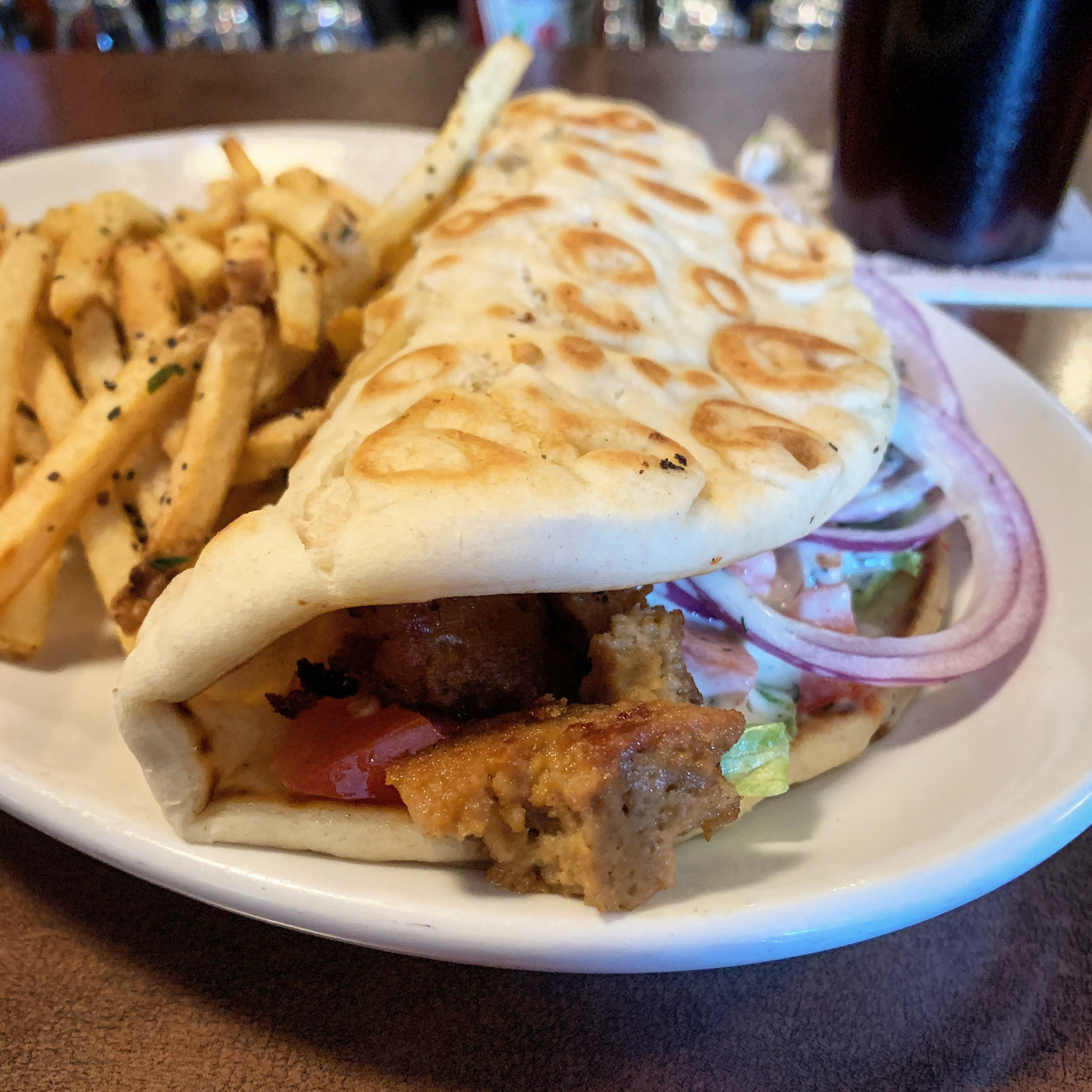 Seitan Gyro at Lucky's Taproom & Eatery